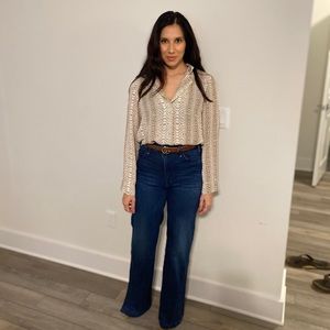 V neck animal print blouse.